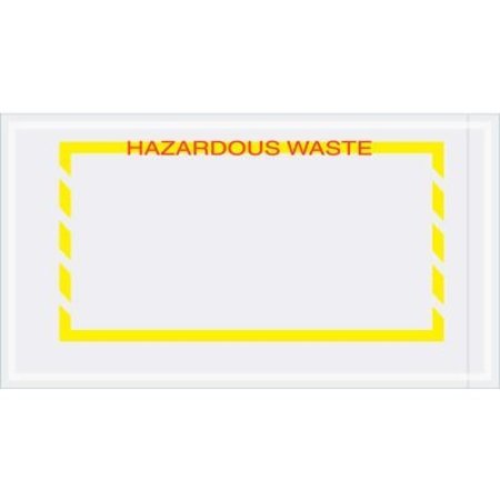 BOX PACKAGING Panel Face Envelopes w/ "Hazardous Waste" Print, 10"L x 5-1/2"W, Yellow/Red, 1000/Pack PL482